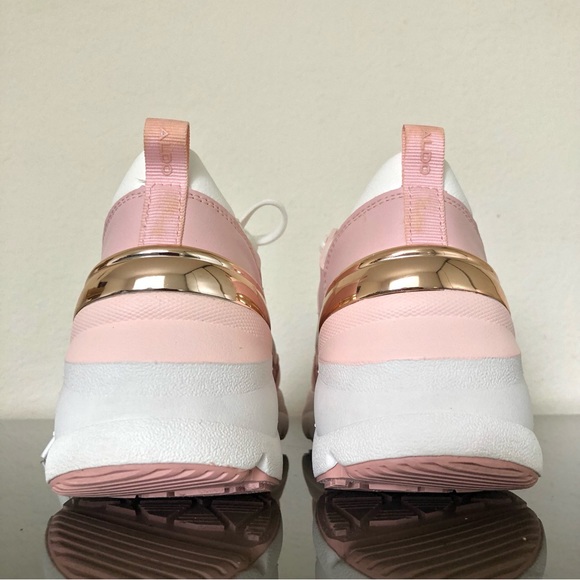 ALDO Azuria Pink, White, and Gold Joggers Sneakers and gel cleaner  - size 7 - Picture 7 of 13